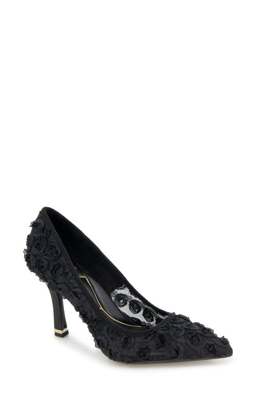 Kenneth Cole Romi Floral Mesh Pointed Toe Pump In Black Mesh