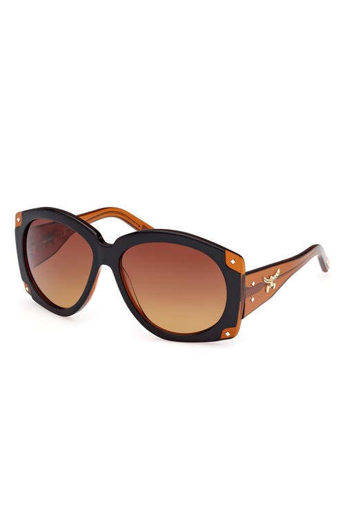 Shop Mcm 61mm Gradient Round Sunglasses In Black/other/gradient Brown