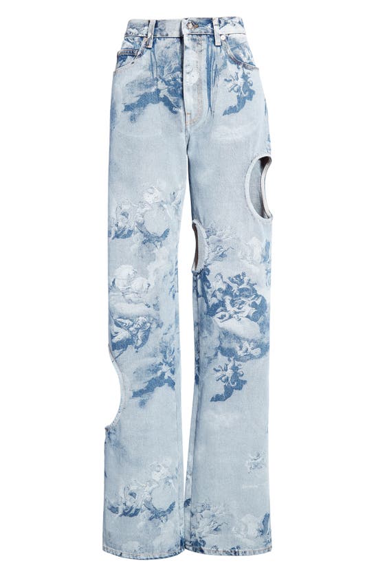 OFF-WHITE SKY METEOR BAGGY CUTOUT JEANS
