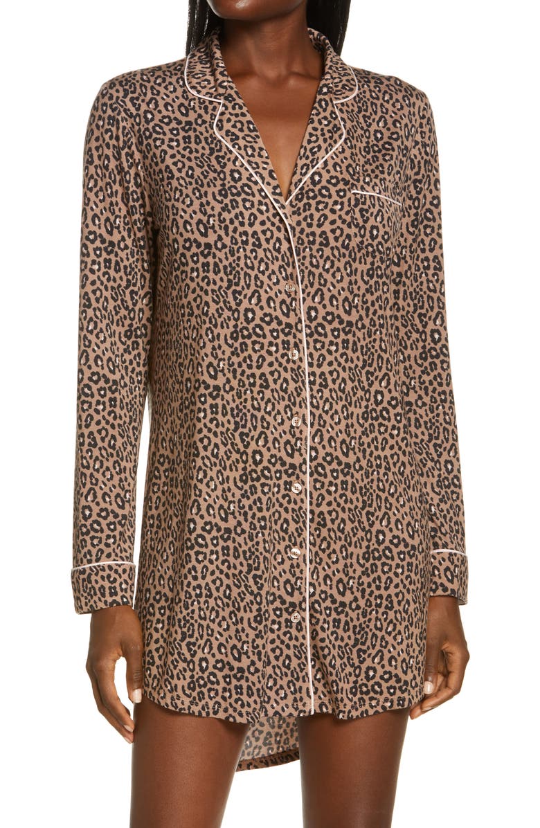 NORDSTROM LINGERIE Moonlight Nightshirt, Main, color, BROWN BROWNIE ANIMAL PRINTS