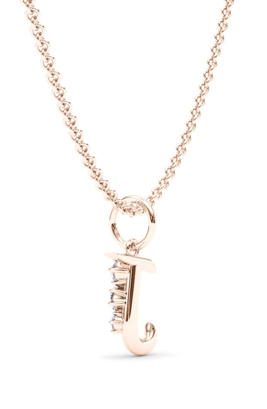 Hautecarat Graduated Lab-created Diamond Initial Letter Pendant Necklace In J - 18k Rose Gold