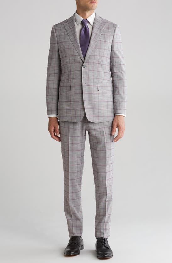 Shop English Laundry Plaid Trim Fit Two-piece Suit In Gray