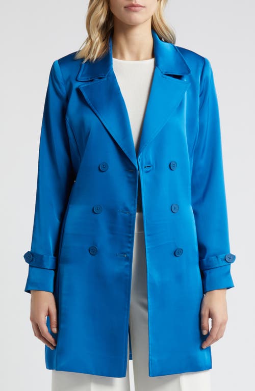 Tahari Asl Satin Trench Coat In French Blue