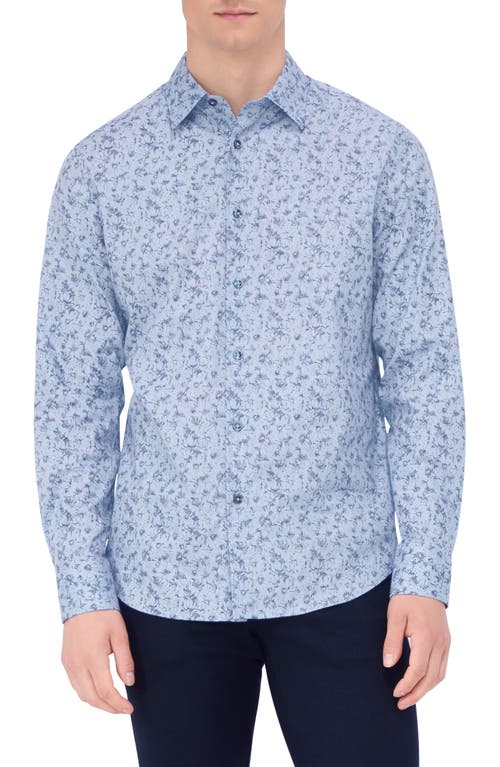 Bugatchi Julian Shaped Fit Print Button-up Shirt In Sky