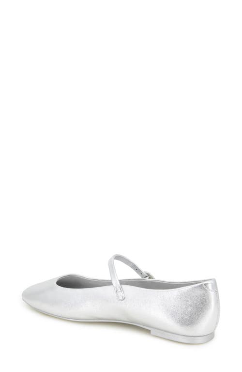 Kenneth Cole Jasper Mary Jane Flat In Silver Leather