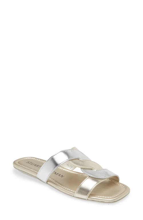 Stuart Weitzman Ibiza Slide Sandal In Silver/light Gold