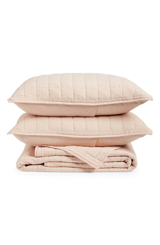 Nordstrom Soft Wash Grid Quilt & Shams Set In Pink Waters