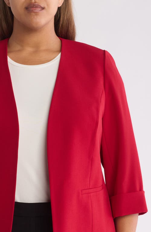 Kasper Rolled Cuff Three Quarter Sleeve Blazer In Fire Red