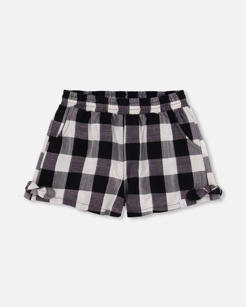 Deux Par Deux Girl's Short With Knots Vichy Black And White at Nordstrom