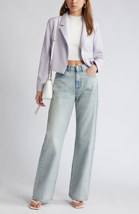 Shop Open Edit Boxy Crop Blazer In Purple Puff