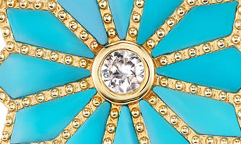 Shop Orly Marcel Mini Sacred Flower Turquoise & Diamond Pendant Necklace