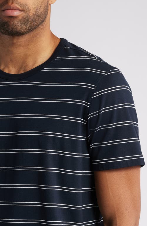 Daniel Buchler Stripe Cotton & Modal Pajama T-shirt In Dark Navy Stripe