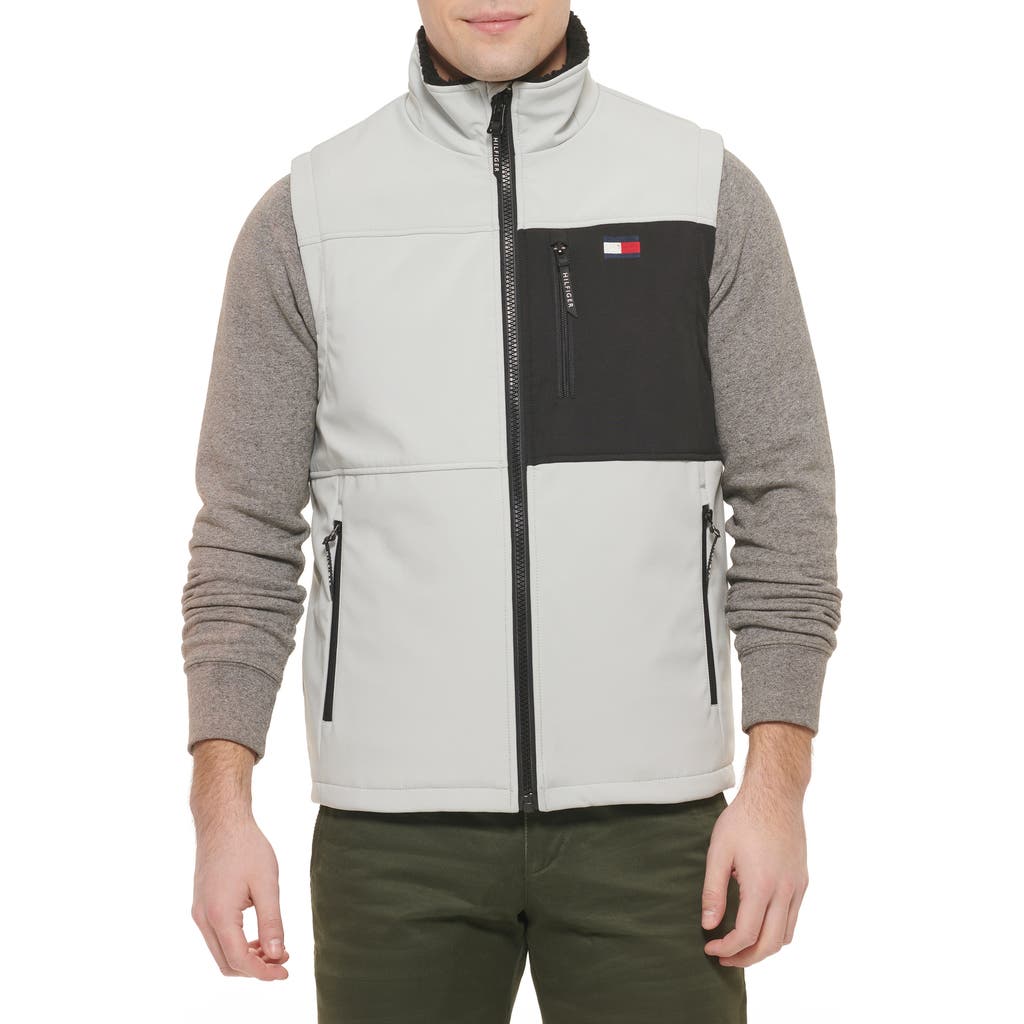 Tommy Hilfiger Water Resistant Faux Shearling Lined Quilted Vest In Ice Combo
