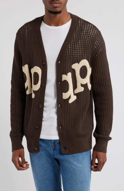 Museum of Peace & Quiet Etched Texture Appliqué Cardigan in Brown 