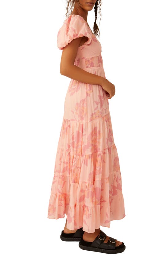 Shop Free People Sundrenched Floral Tiered Maxi Sundress In Pinky Combo