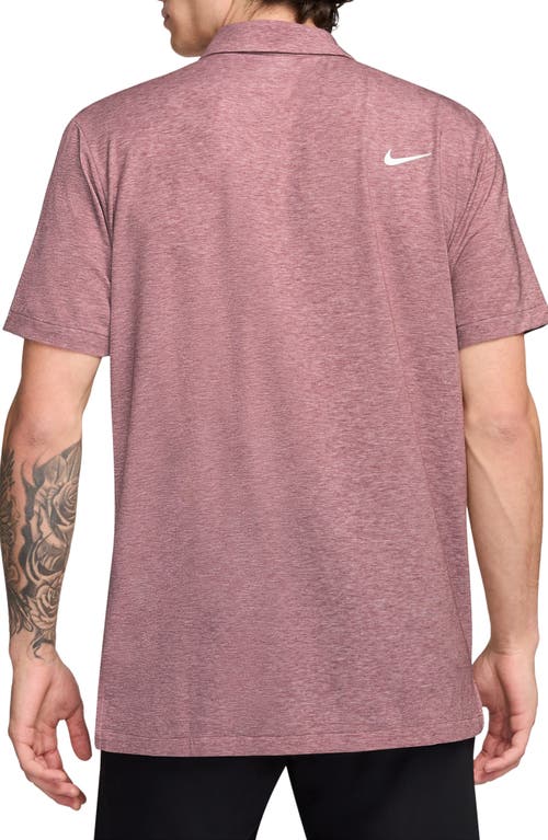 Shop Nike Golf Dri-fit Heathered Golf Polo In Burgundy Crush/white