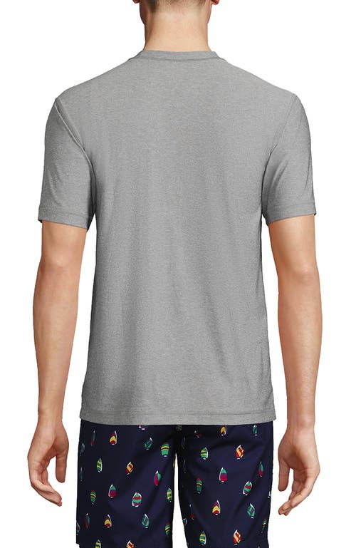 Lands' End Short Sleeve Swim Tee Rash Guard In Gray Heather