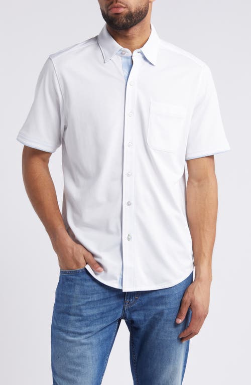 San Lucio IslandZone Short Sleeve Knit Button-Up Shirt in White