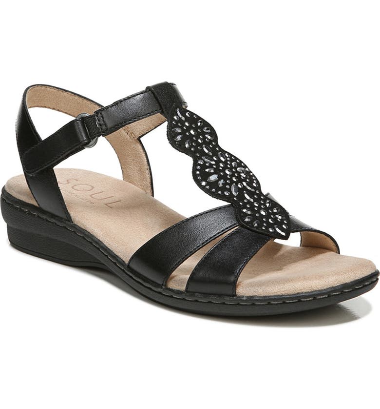 SOUL NATURALIZER Beauty Embellished T-Strap Sandal - Wide Width Available, Main, color, BLACK