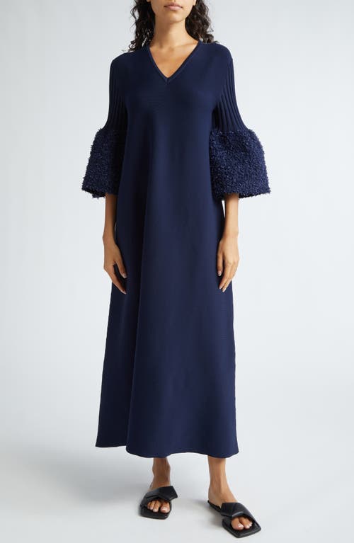 CFCL Pottery Reef Bell Sleeve Midi Sweater Dress in Navy 