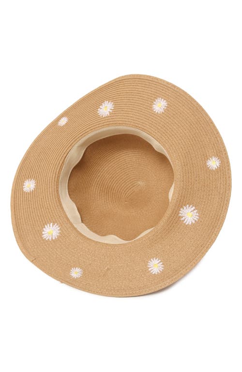 Shop David & Young Daisy Straw Floppy Hat In Light Brown