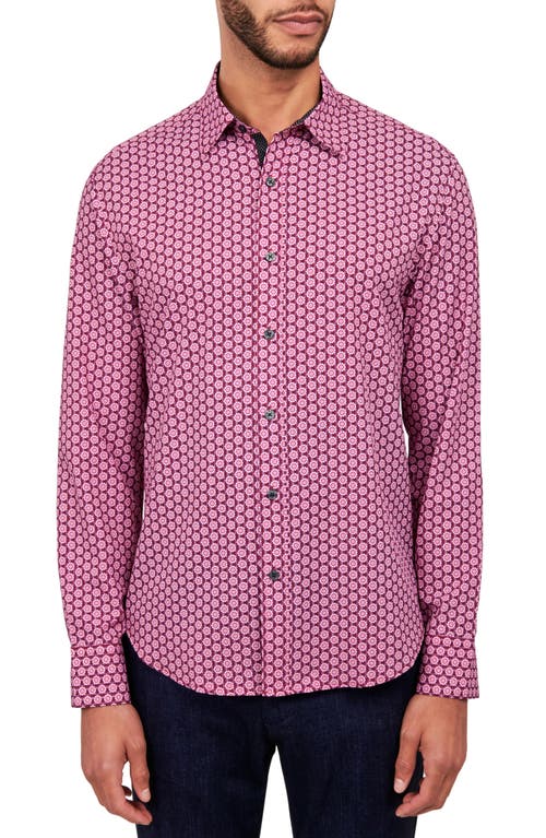 Shop Construct Slim Fit Medallion Print Four-way Stretch Performance Button-up Shirt In Red