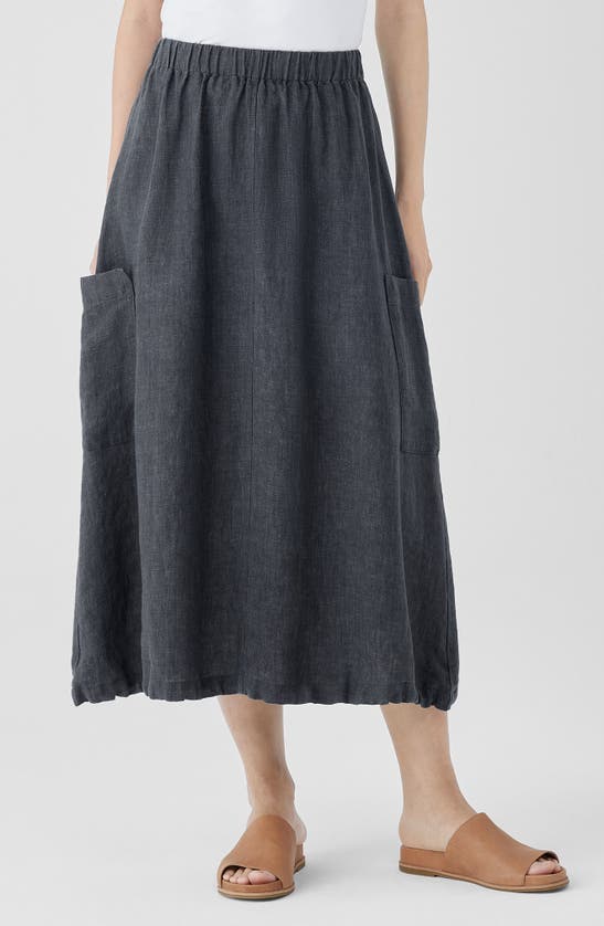 Shop Eileen Fisher Organic Linen Cargo Skirt In Graphite