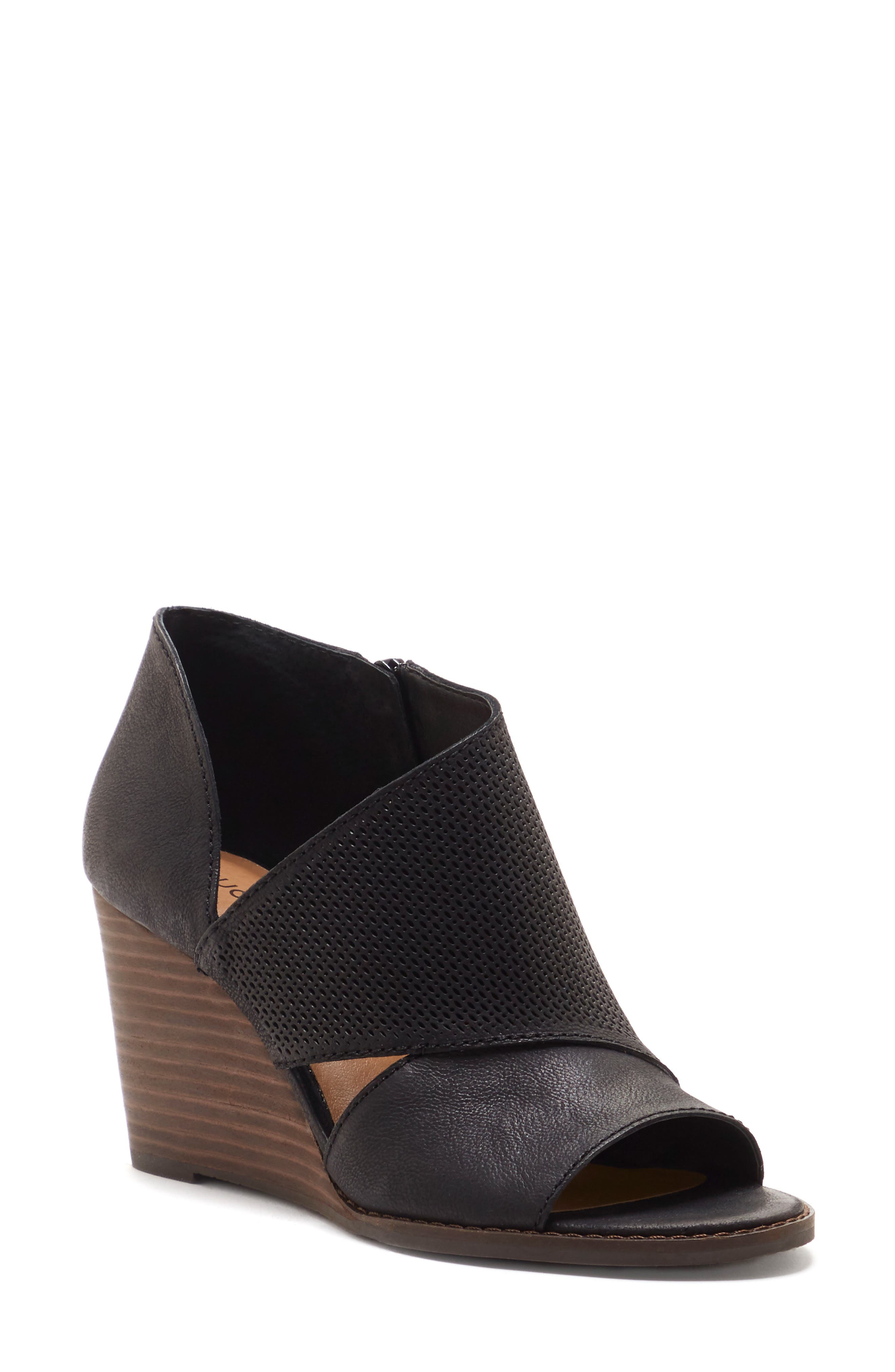 lucky brand perforated peep toe booties