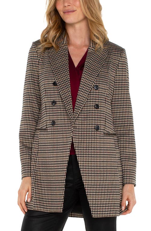 Shop Liverpool Houndstooth Double Breasted Coat In Black Tan Houndstooth