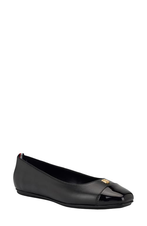 Tommy Hilfiger Bekim Cap Toe Flat in Black 