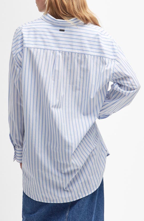 Shop Barbour Nicola Stripe Cotton Button-up Tunic In White/ Blue Stripe