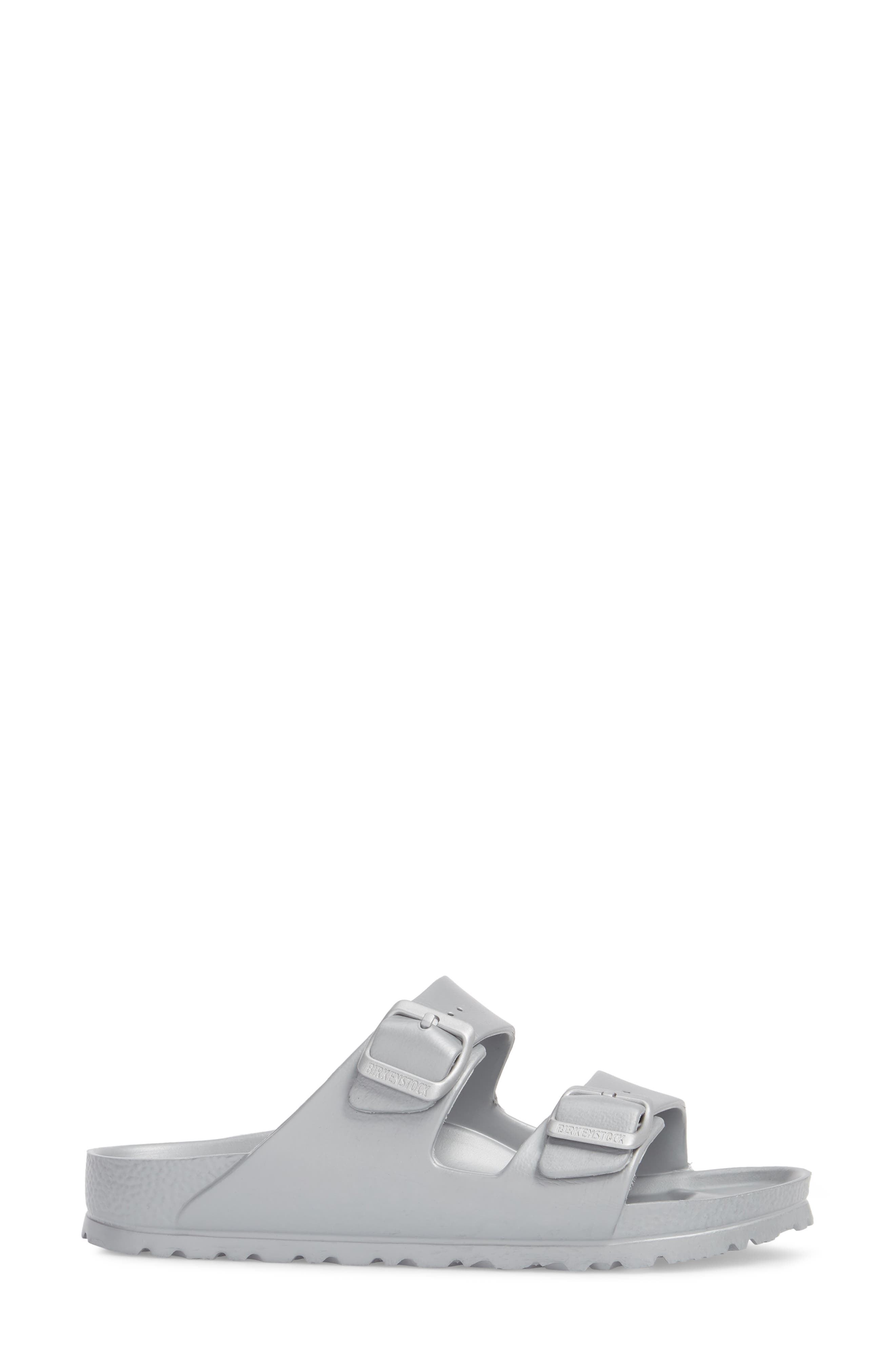 silver birkenstocks rubber