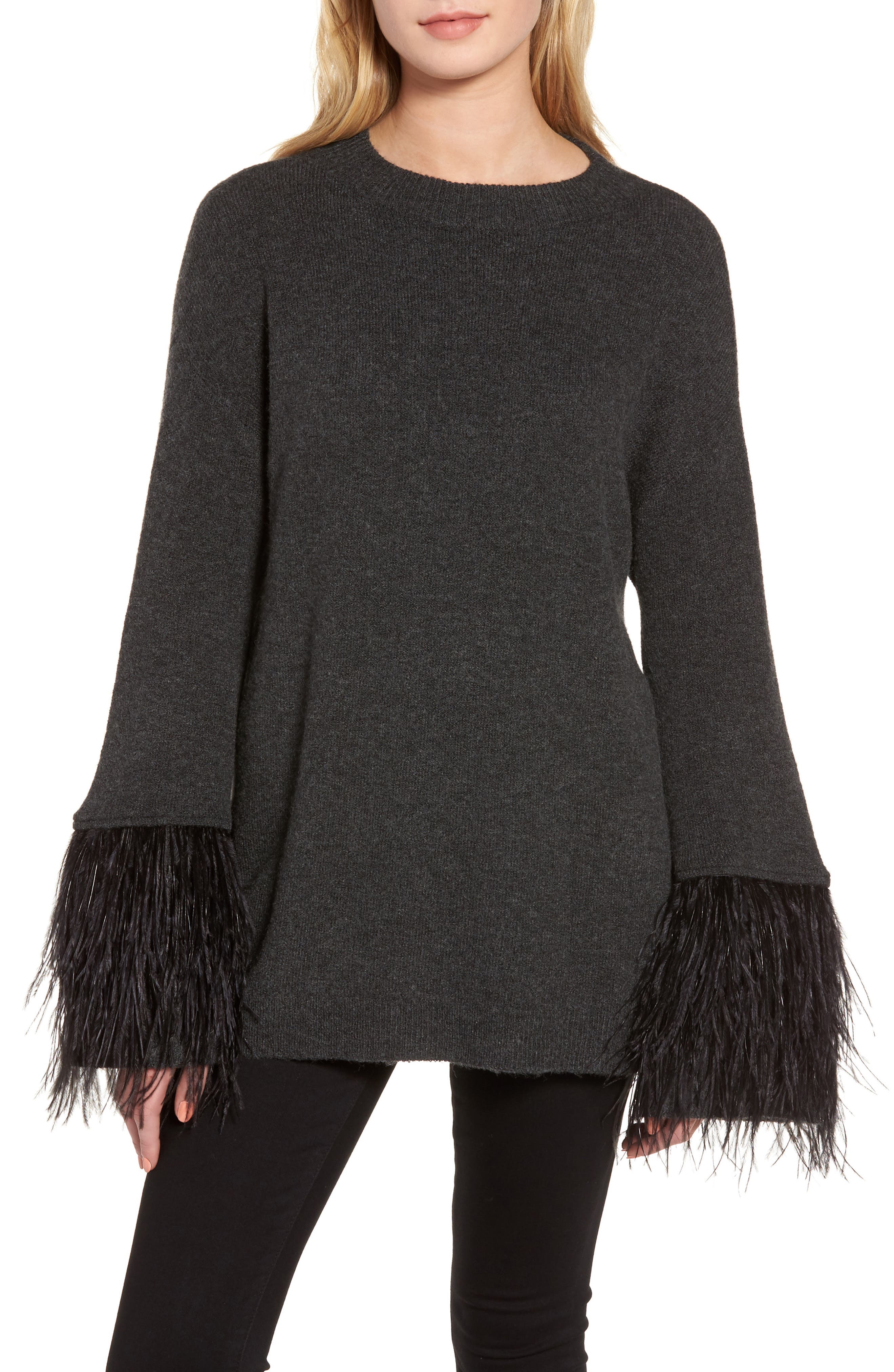 Chelsea28 Feather Trim Sweater Nordstrom