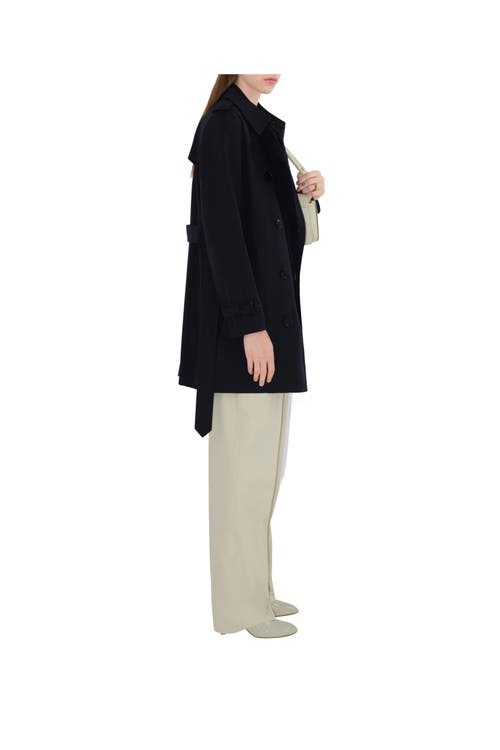 Burberry Short Kensington Heritage Trench Coat In Blue