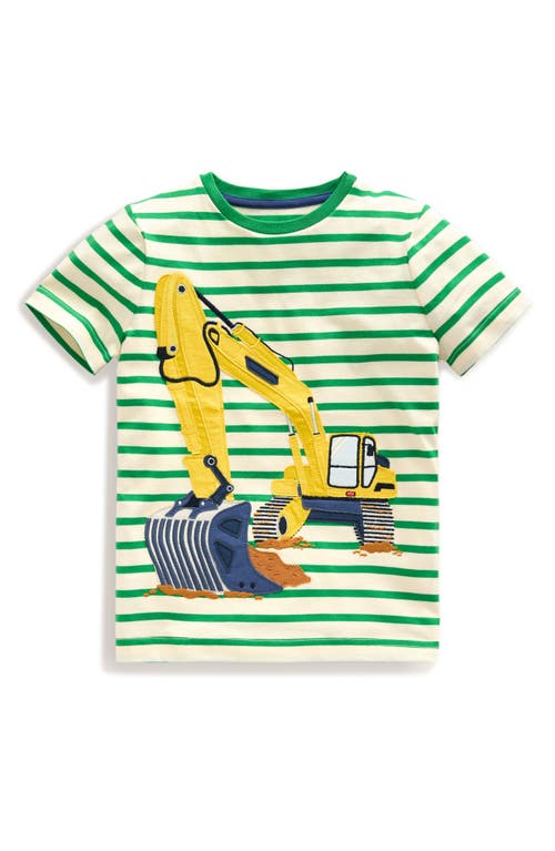 Mini Boden Kids' Appliqué Cotton T-Shirt Runnerbean Green/Ivory Digger at Nordstrom,