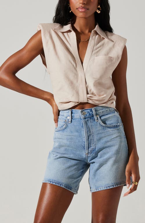 Shop Astr The Label Kathlynn Linen Blend Sleeveless Shirt In Natural