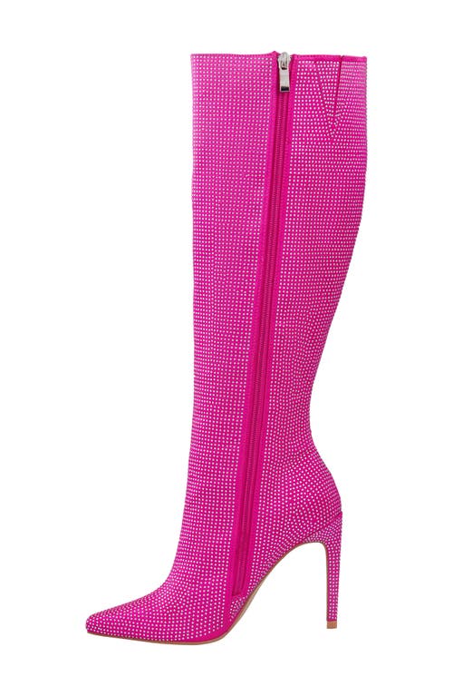 Lady Couture Women's Rhinestone Stiletto Tall Boots In Fuchsia