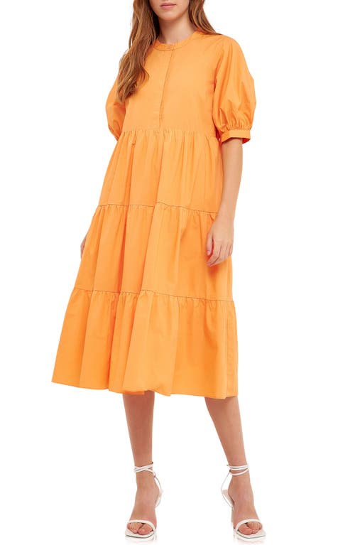 Puff Sleeve Dress in Orange