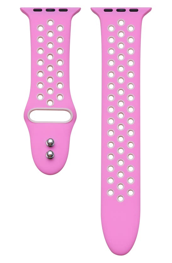 The Posh Tech Skytraveller Silicone 22mm Apple Watch® Watchband In Pink/ Light Pink