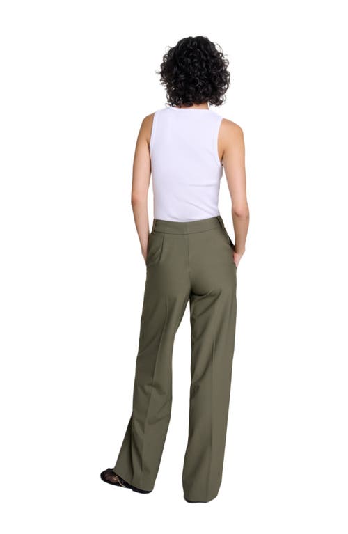 Shop Maje Straight-leg Suit Trousers In Khaki