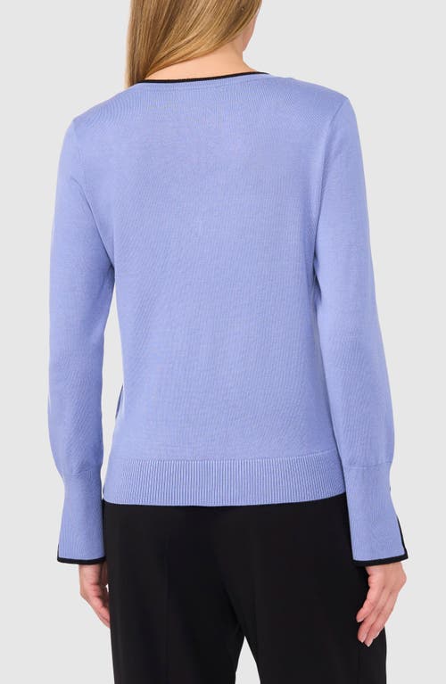 Shop Halogenr Halogen(r) Contrast Trim Sweater In Blue Blossom