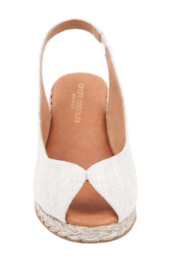 Shop Andre Assous Audrey Slingback Peep Toe Espadrille Wedge Sandal In White/ Silver