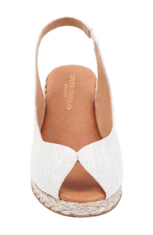 Shop Andre Assous André Assous Audrey Slingback Peep Toe Espadrille Wedge Sandal In White/silver