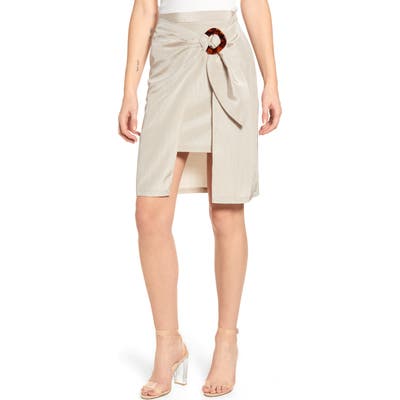 J.o.a. Wrap Front Side Buckle Skirt, Beige