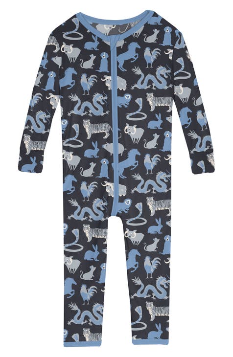 Zodiac Print Convertible Fitted One-Piece Pajamas (Baby)
