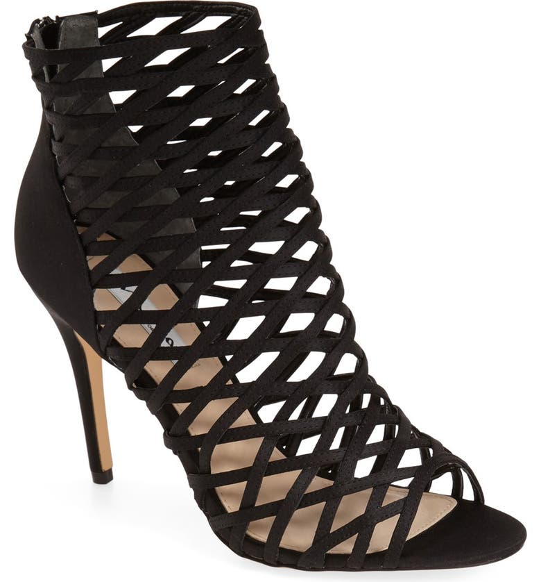 NINA 'Cypress' Caged Sandal, Main, color, BLACK SATIN