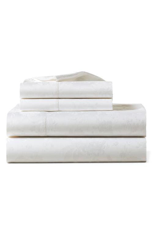 Ralph Lauren Bethany 350 Thread Count Organic Cotton Jacquard Fitted Sheet in Parchment at Nordstrom