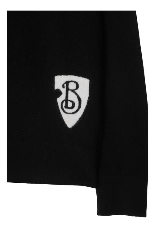 Shop Burberry B Shield Wool Blend Sweater In Black