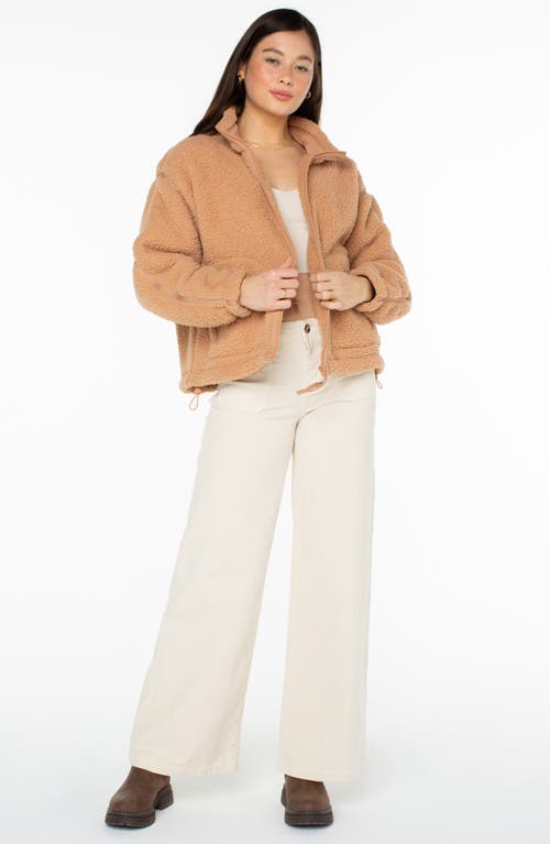 Roxy Wurlie Faux Shearling Zip Jacket In Camel