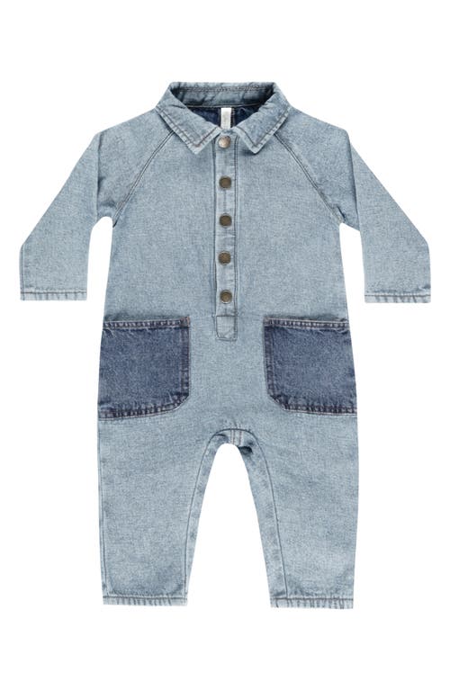 Rylee + Cru Denim Romper in Light-Blue 